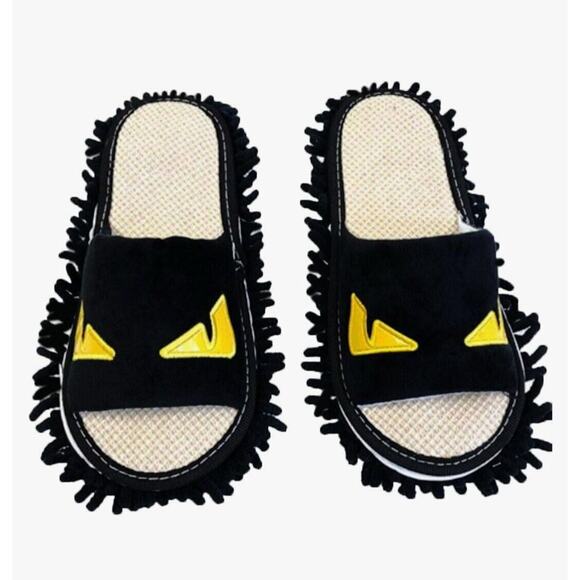 Unbranded Shoes - Cleaning Slippers Microfiber Detachable Chenille Sole, One Size, Black Monster